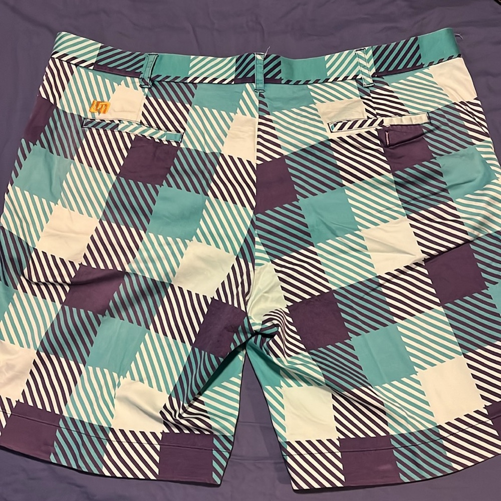 Loudmouth Blue and White Shorts Dynamic Plaid Design - Picture 4 of 6